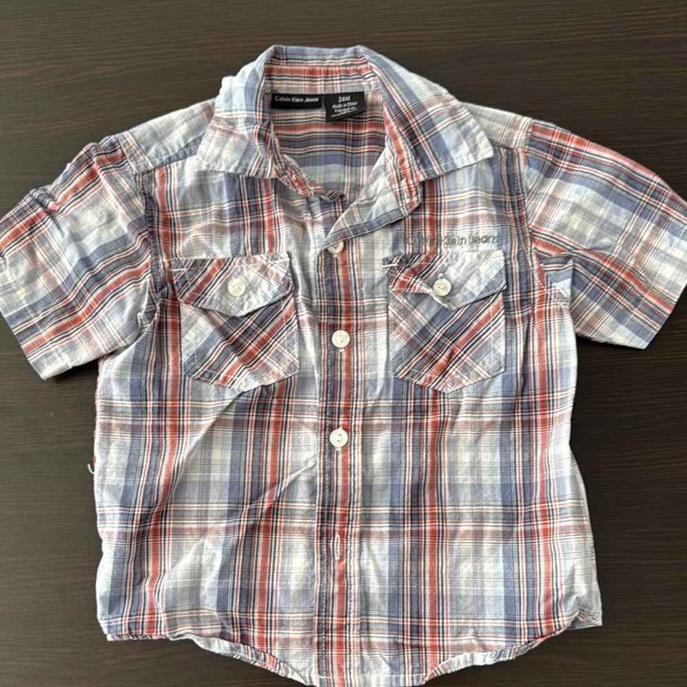 Calvin Klein Blue and Red Button Down Shirt